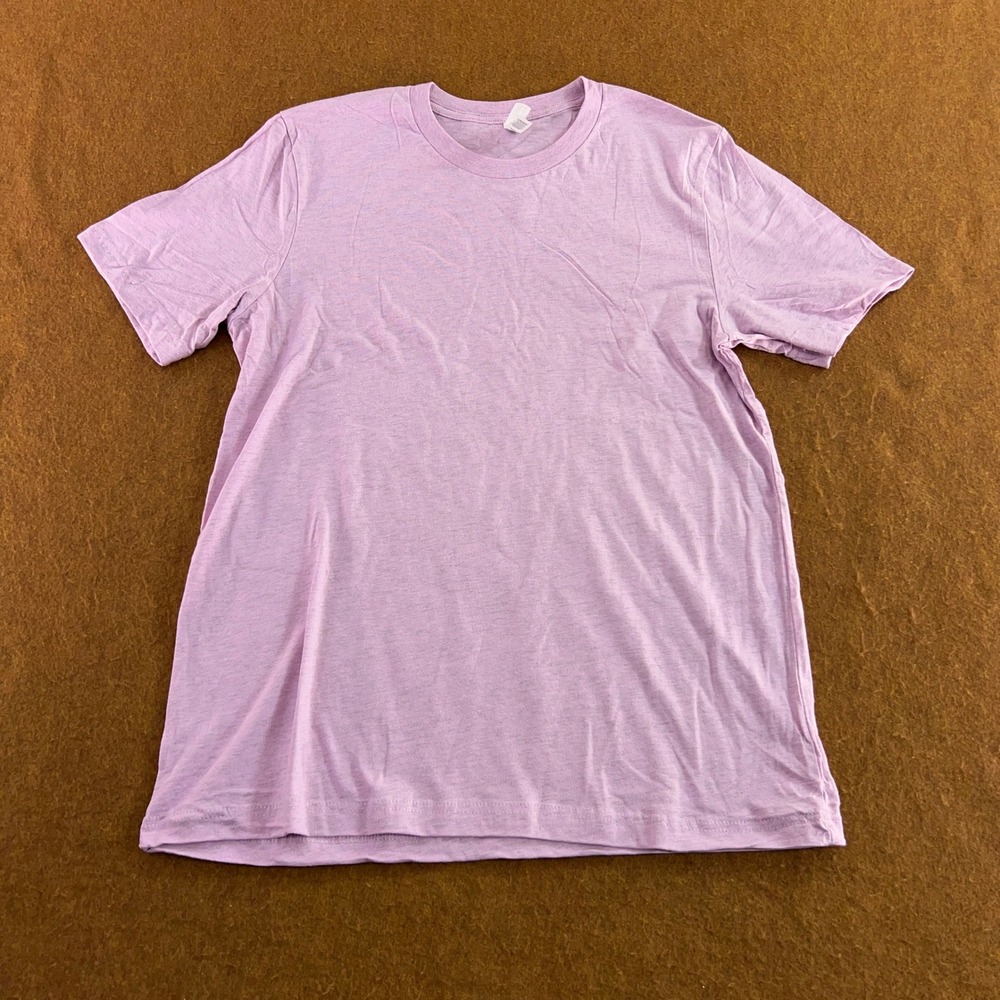 Bella + Canvas Mens Large Purple Heathered Short Sleeve Crew Neck T-Shirt New